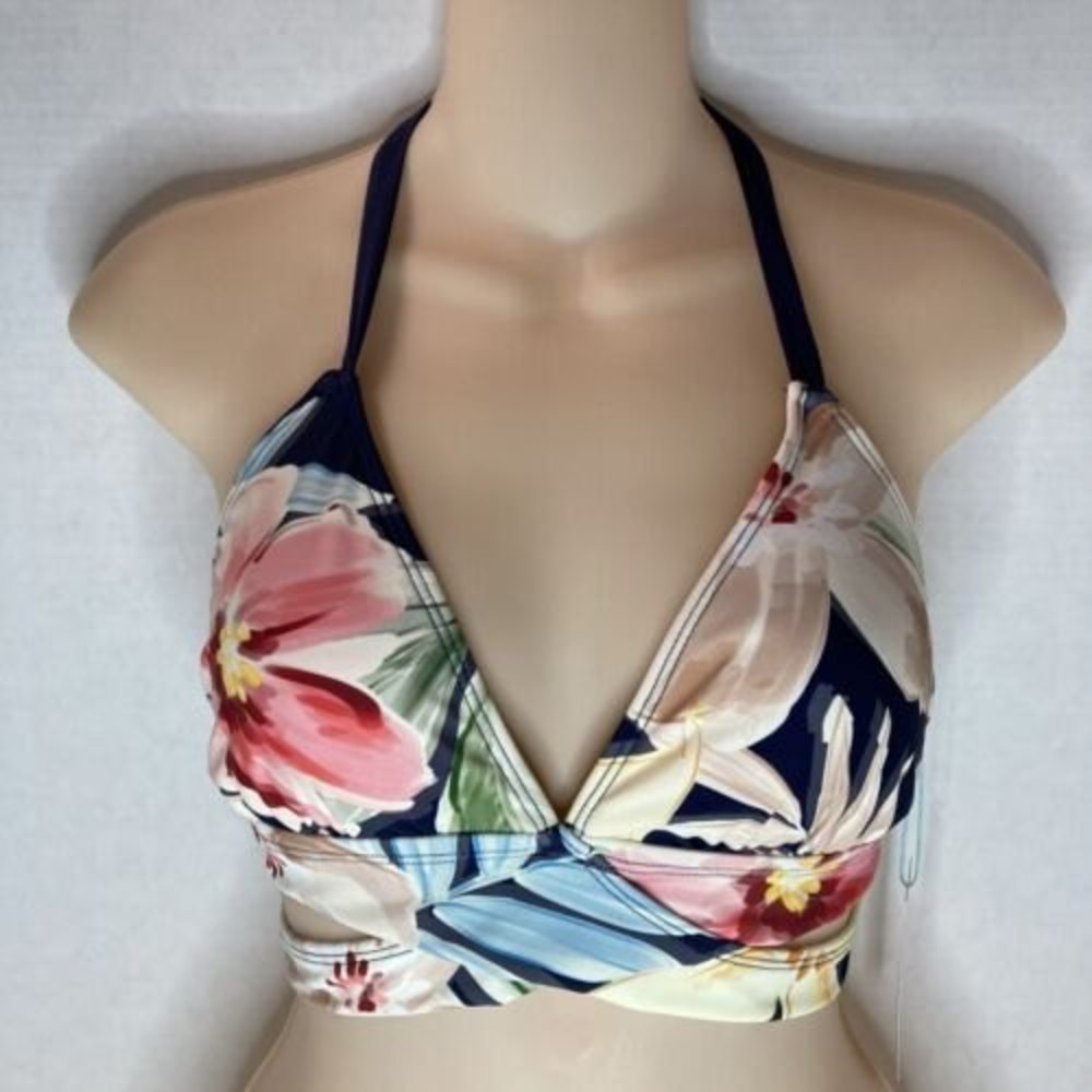 Womens Bikini Top Swim Bathing Faux Wrap Large Size 12 to 14 Kona Sol™ Floral